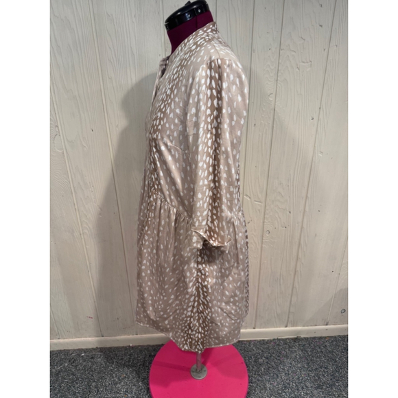 TUCKERMUCK Beige & White Antelope Print ButtonRoyal Shirt Dress L - Picture 8 of 15